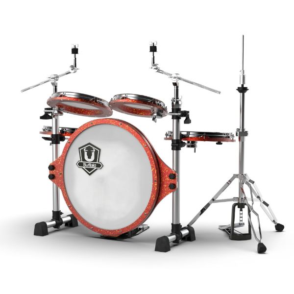 圖片 BUFFALO Roadster系列 RS-522RSH 5-Piece 鎏金紅 旅行 便攜 摺疊 全配 鼓組(含踏板及HH架)