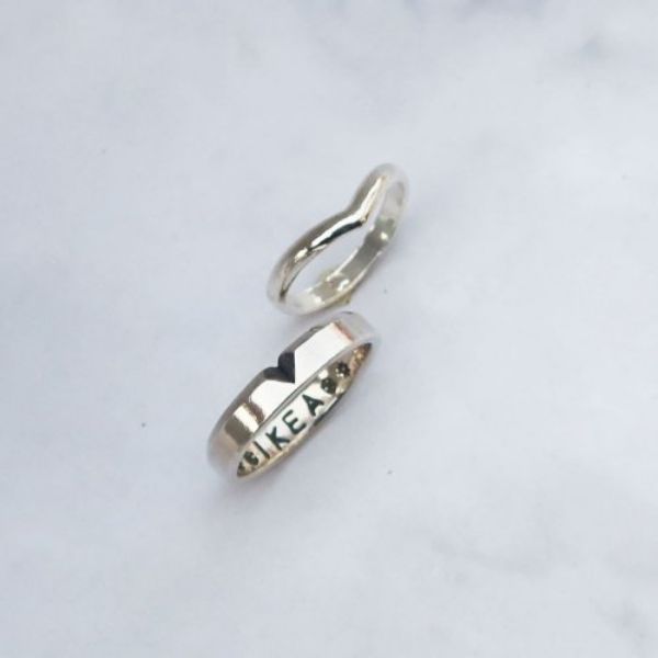 圖片 【手工客製銀飾】愛心 | 流線造型 999純銀對戒 | 大員囡仔