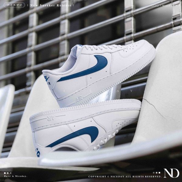 NICEDAY 現貨 Nike Air Force 1 白藍勾 小白鞋 海軍藍 深藍 藍白 FJ4146-123