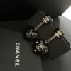 圖片 Chanel 黑色水鑽雙愛心耳針