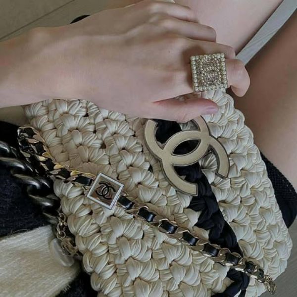 圖片 Chanel 21年秋冬款 珍珠水鑽方塊戒指