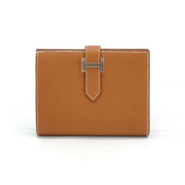 圖片 Hermes Bearn Epsom牛皮銀釦對折短夾(Gold金棕)