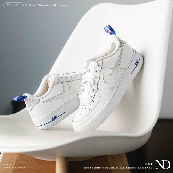 NICEDAY 代購 Nike Air Force 1 Gs 大童 3M 反光 夜光 白 藍白 海軍藍 白藍 女鞋 DD3227-100