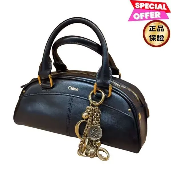 圖片 Chloe 小款柔軟小牛皮 Bowling 保齡球包 黑色