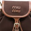 圖片 Miu Miu 5BZ043 中款帆布皮革拼接後背包 可可棕色/白蘭地色 