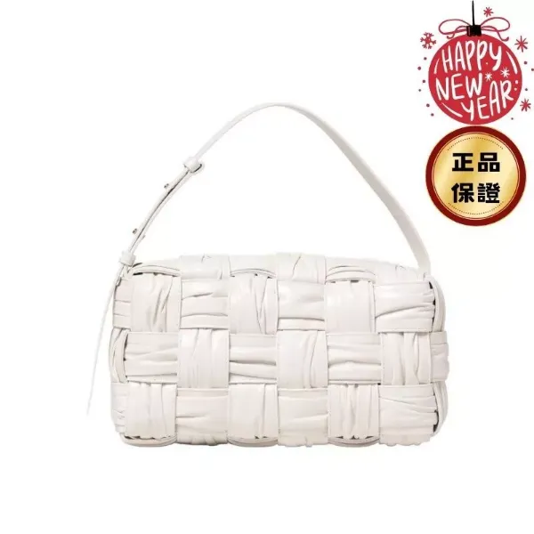 圖片 Bottega Veneta 717090 Brick 皺褶枕頭包 白色