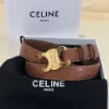 圖片 Celine 45AK93 女款平滑小牛皮 Triomphe 凱旋門 2.5 公分寬腰帶 古銅色 70公分