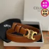 圖片 Celine 45AK93 女款平滑小牛皮 Triomphe 凱旋門 2.5 公分寬腰帶 古銅色 70公分