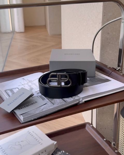 圖片 【BALENCIAGA】 BB皮帶 寬3.5CM 黑色扣