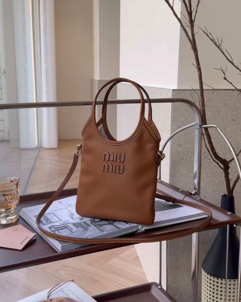 圖片 【MIUMIU】IVY 皮革迷你托特包 干邑色