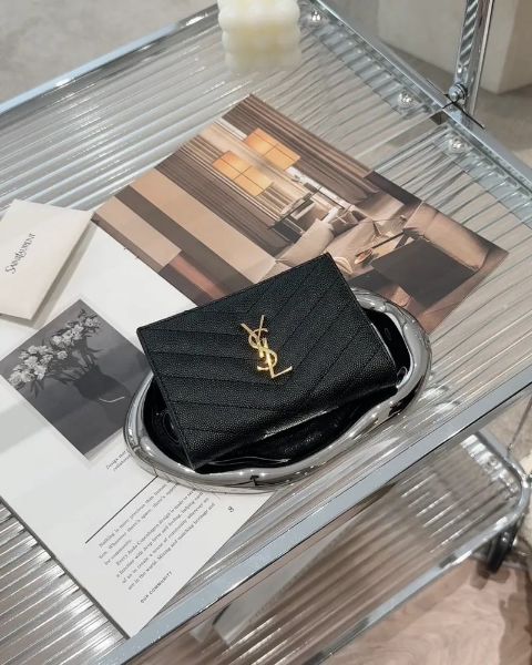 圖片 【YSL】一字拉鍊對開短夾 黑色 (大款)