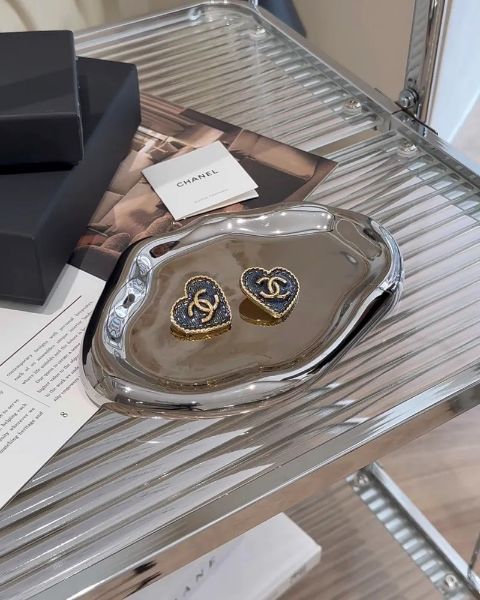 圖片 【CHANEL】大愛心耳夾 牛仔藍色