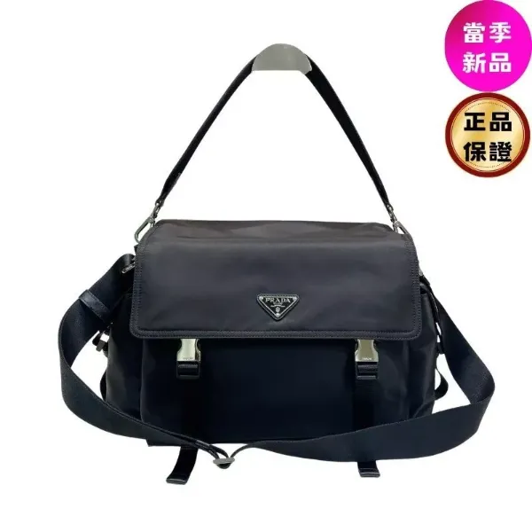 圖片 Prada 2VD082 Explore Re-Nylon 及皮革多口袋肩背包 黑色