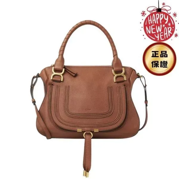 圖片 Chloe 粒面小牛皮中款雙提把 Marcie包 焦糖色
