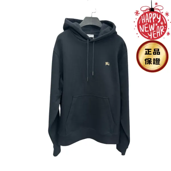 圖片 Burberry 81128071 男款 修身剪裁騎士印章連帽衫 黑色 S/M【新年限時特賣】