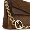 圖片 Gucci 857362 雙層結構 GG 壓紋麂皮大號鏈條肩背包 棕色【新年限時特賣】