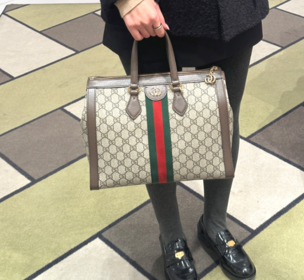 圖片 《我最便宜!全新正品》 Gucci 經典Ophidia系列綠紅綠織帶手提/斜背包