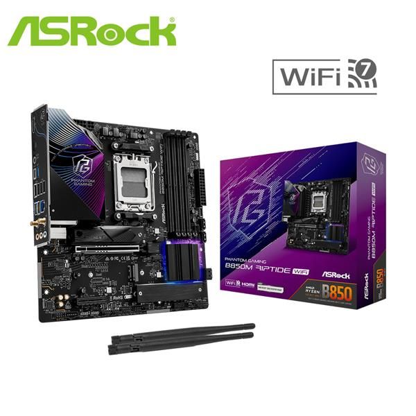 圖片 華擎 B850M Riptide WiFi(M-ATX/LAN2.5G+Wi-Fi 7/註五年)12+2+1 相供電