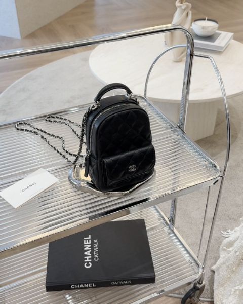 圖片 【CHANEL】荔枝皮小書包 黑銀