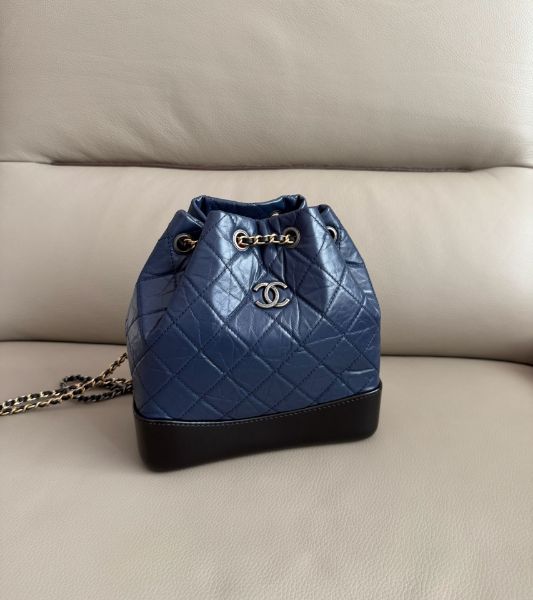 圖片 「M.Y精品」 Chanel 小香 流浪包 後背包 深藍配黑 小號 