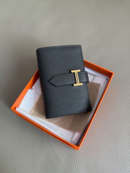 圖片 「M.Y精品」馬家 Mini Béarn 短夾 錢包 石墨灰 金釦 Madame小牛皮 「K刻」