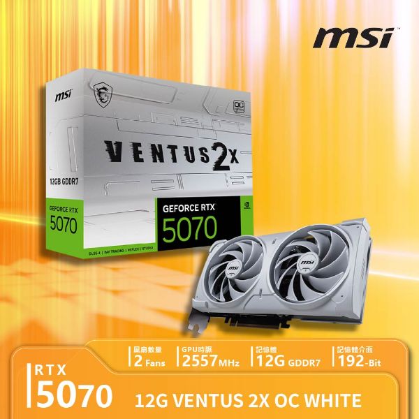圖片 微星MSI獨立顯示卡｜MSI GeForce  RTX 5070 12G VENTUS 2X OC 超頻版 WHITE