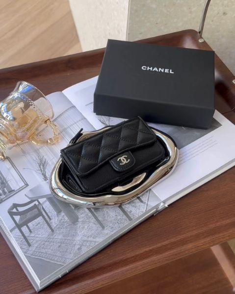 圖片 【CHANEL】一片式拉鍊錢包 黑銀