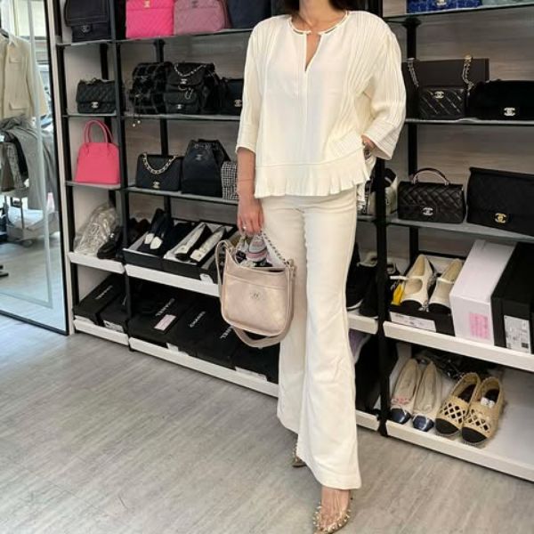 圖片 Hermes 奶油白裙邊七分袖上衣