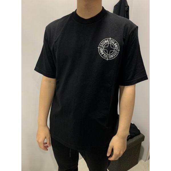 圖片 Stone island 石頭島 經典 前後 圓圈羅盤設計 黑色 短袖