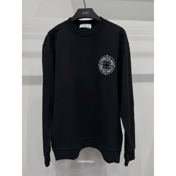 圖片 Stone island 石頭島 經典 前後 圓圈羅盤設計 黑色 長袖 大學t
