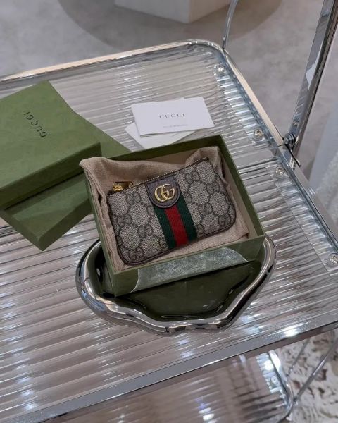 圖片 【GUCCI】OPHIDIA 拉鍊零錢包 棕色老花