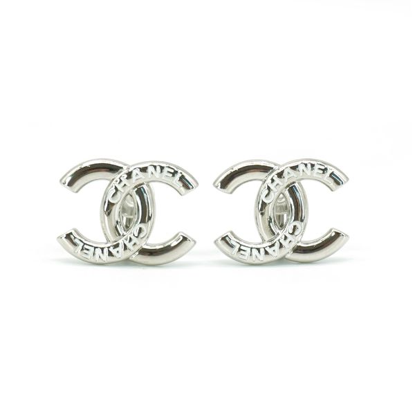 圖片 Chanel 白logo雙C夾式耳環(ABG192-銀)