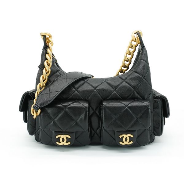 圖片 Chanel 菱格羊皮粗金鍊肩背流浪包(AS5339-黑)