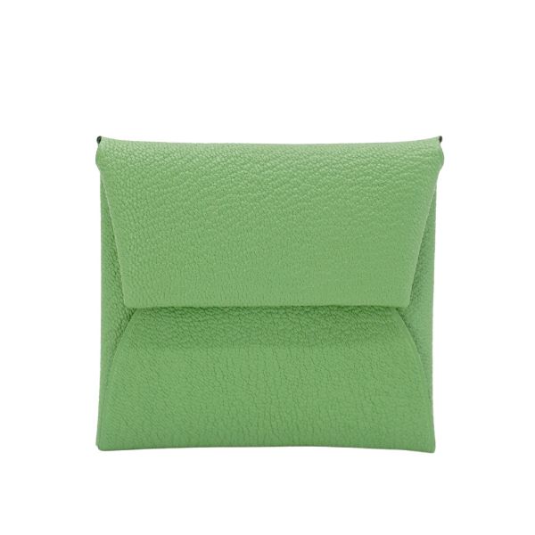 圖片 Hermes Bastia Chevre 山羊皮方型暗釦零錢包(牛油果綠)