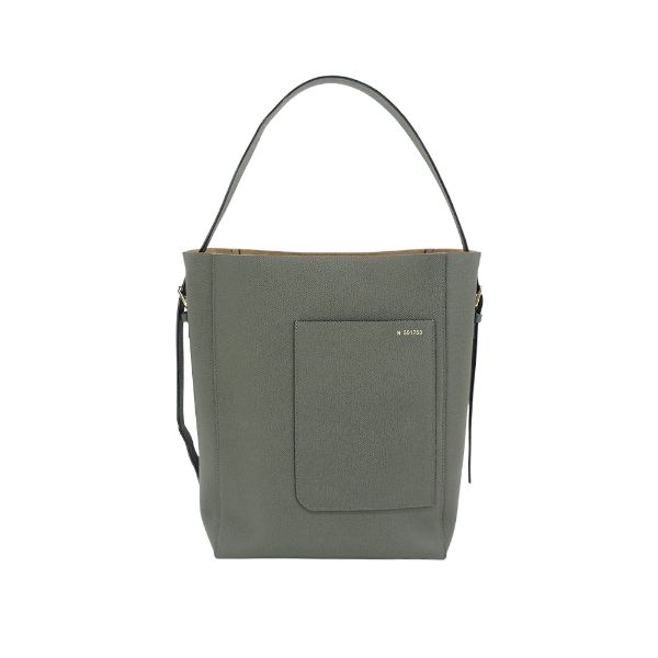 圖片 Valextra Bucket 壓紋牛皮肩背水桶包灰)