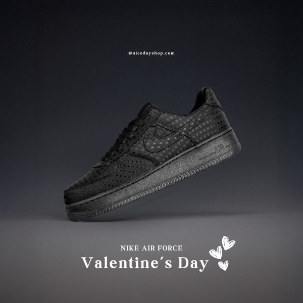 NICEDAY 現貨 Nike Air Force 1 黑 情人節 滿版 愛心 黑心 2026 IB6836-001