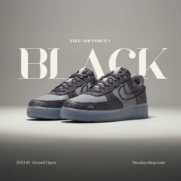 NICEDAY 代購 Nike Air Force 1 黑灰 機能 冰底 黑 灰 撕裂 IQ0614-060