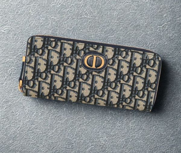 圖片 《在台現貨最低特價  最新》Dior  30 Montaigne Voyageur 薄款錢包 藍色 Dior Oblique 緹花