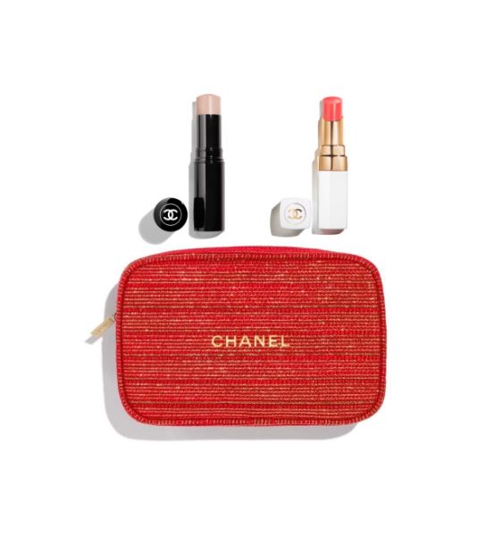 圖片 CHANEL 香奈兒美妝 光感清透潤色組 - 水漾光/916附化妝包及吊飾 - 新年限量/禮盒包裝