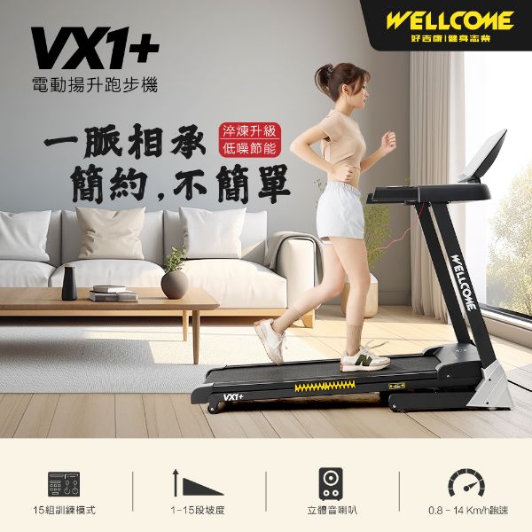 圖片 well-come 好吉康VX1PLUS 低噪節能電動跑步機(15段坡度/馬達3年保固)