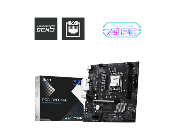 圖片 微星 PRO B860M-E(M-ATX/LAN 5G/註四年/2DIMM)6+1+1+1相供電