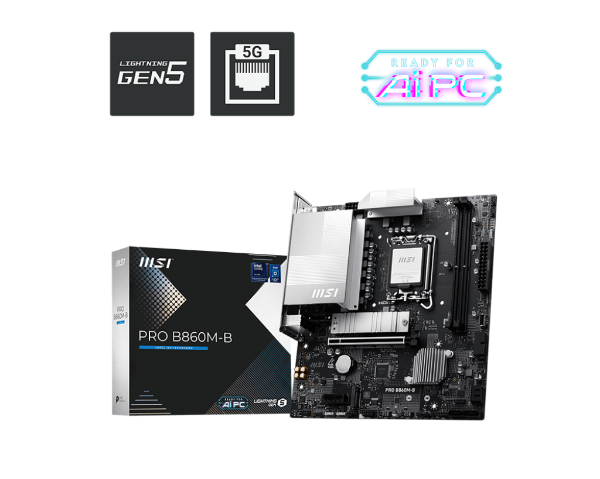 圖片 微星 PRO B860M-B(M-ATX/LAN 5G/註四年/2DIMM)6+1+1+1相
