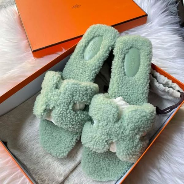 圖片 Hermes 6a豆蔻綠泰迪毛毛H拖