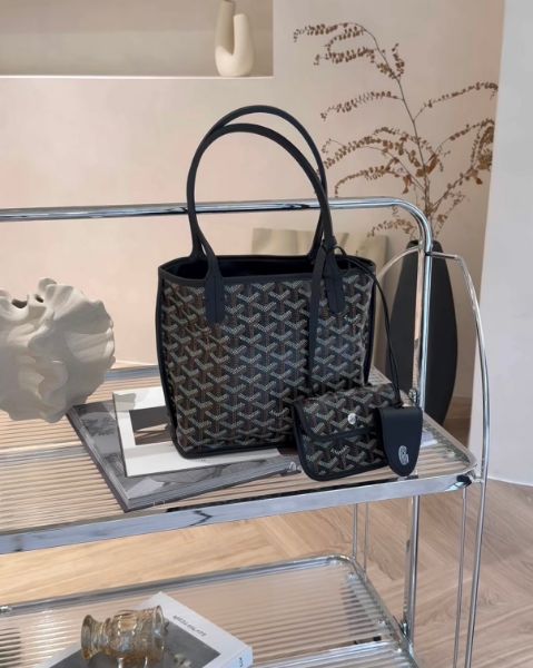 圖片 【GOYARD】新款ANJOU 迷你托特包 黑色 (帶磁吸包夾)