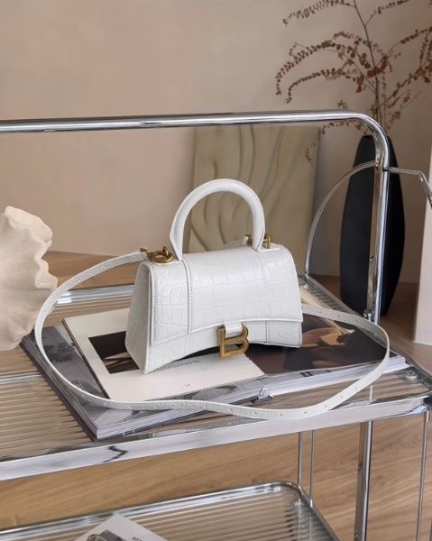 圖片 【BALENCIAGA】鱷魚紋沙漏包XS號 白金