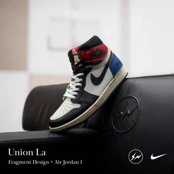 NICEDAY 代購 Union La × Fragment Design × Air Jordan 1 三方聯名 藤原浩 閃電 藍 白 紅 IO7847-002