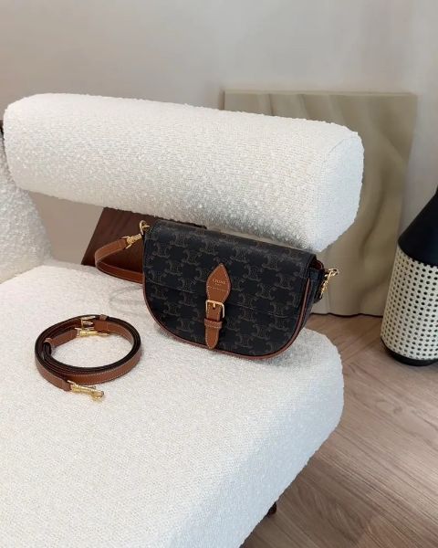 圖片 【CELINE】FOLCO 馬鞍腋下包 深老花