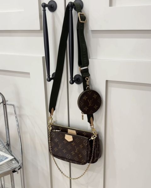 圖片 【LV】五合一棕色老花麻將包 綠色背帶 M44813