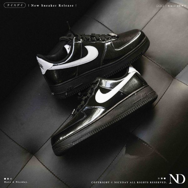 NICEDAY 代購 Nike Air Force 1 黑白 黑 熊貓 漆皮 亮面 IB6843-001