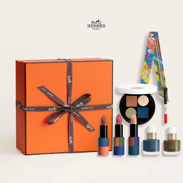 圖片 Hermès 愛馬仕彩妝  藍調絲巾秋冬限量珍藏版 - 精選禮盒/專櫃緞帶包裝